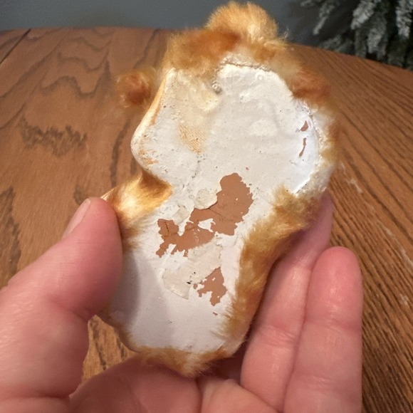 Pair of Vintage Faux Fur Flocked Ceramic Tabby Fat Cat Kitty Figurine Statue - Picture 8 of 9